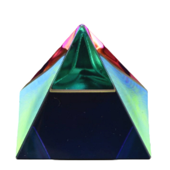 Kristallglas Pyramide 40mm mit farbiger Beschichtung - Briefbeschwerer, Geschenkbox