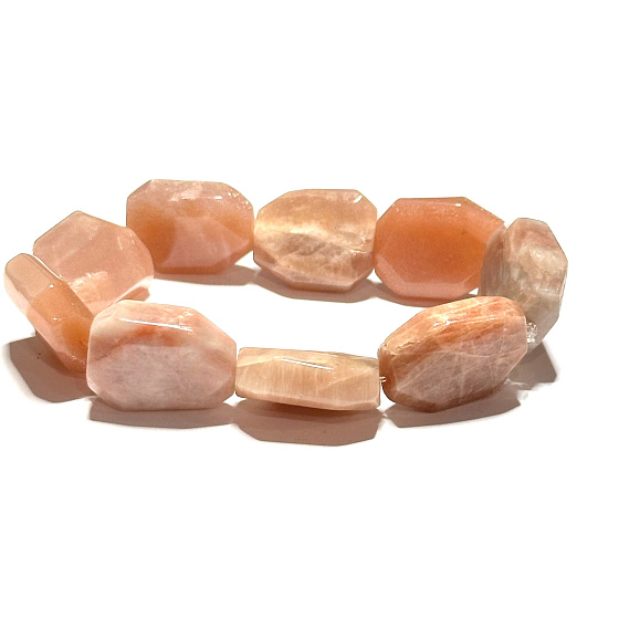 Polierter Sonnenstein, geschliffenes Armband ca. 2 cm / 16 - 17 cm, verbirgt die Kraft der Sonne und des Feuers