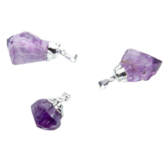 Amethyst in Metall-Anhänger Naturstein ca. 2,5 - 3 cm, Stein der Könige und Bischöfe 1 Stück