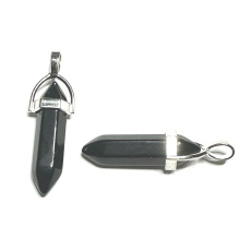 Obsidian Pendel Sechseck-Anhänger Naturstein 41 x 13 mm, Rettungsstein