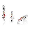 Sterling Silber 925 Fisch als Glücksbringer, Tierarmband-Anhänger