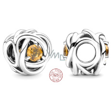 Charme Sterling Silber 925 Unendlicher Kreis der Ewigkeit November honiggelb, Perle für Armband
