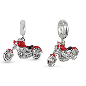 Charm Sterling Silber 925 Motorrad rot, Reisearmband Anhänger