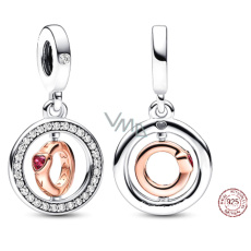 Charms Sterling Silber 925 Liebe, die sich dreht - drehbarer Ring, Liebesarmband-Anhänger