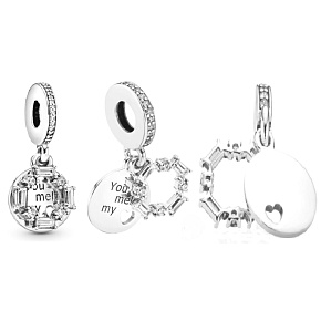 Charms Sterling Silber 925 Eisschnitzerei - You melt my heart, Liebesarmband Anhänger