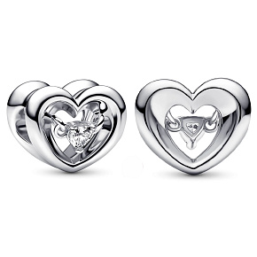 Charme Sterling Silber 925 Glänzendes Herz und schwebende Zirkonia Perle am Liebesarmband