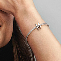 Sterling Silber 925 Alphabet Buchstabe M, Perle für Armband