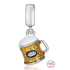 Charme Sterling Silber 925 Bier, Essen und Trinken Armband Anhänger