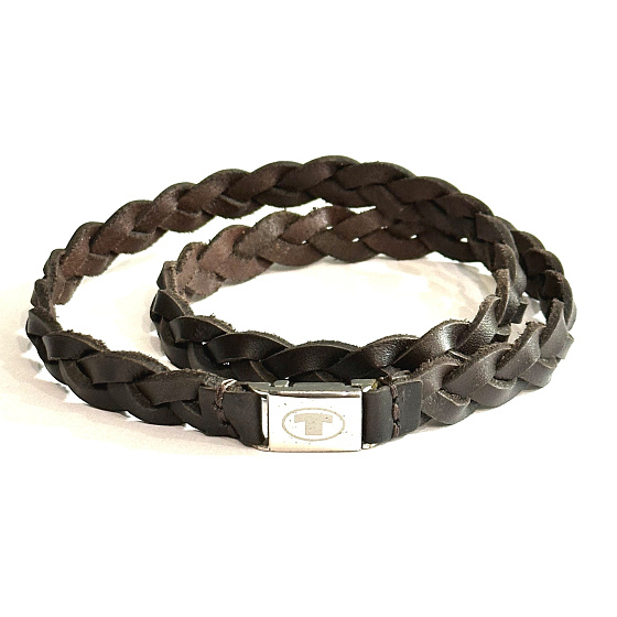Tom Tailor geflochtenes Lederarmband zum Wickeln mit magnetischem Stahlverschluss 60 cm