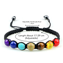 7 Chakren Heilung Perlenarmband handgefertigt gestrickt, schwarz, Ausgleichsperlen