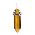 Tigerauge Pendel Sechseck Anhänger Naturstein 41 x 13 mm, Stein der Sonne und Erde, bringt Glück und Reichtum