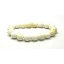 Elastisches Elfenbeinarmband aus natürlichem Elfenbein, Kugel 10 mm / 16 - 17 cm