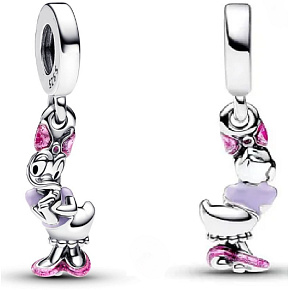 Charm Sterling Silber 925 Disney Gänseblümchen mit rosa Emaille, Film-Armband-Anhänger