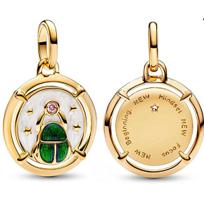 Charm Sterlingsilber 925 Mini-Medaillon Käfer Skarabäus, Anhänger für Armband Tier