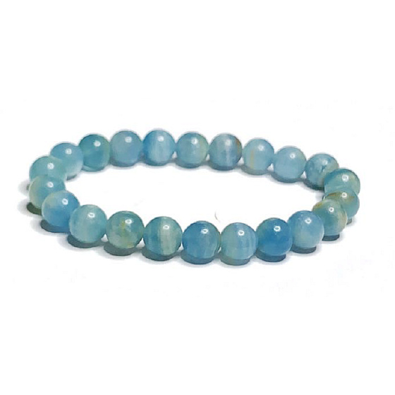 Calcit multi himmelblau argentinisches Armband elastischer Naturstein, Kugel 8 mm / 16-17 cm, Intuitionsstein
