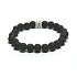 Lava dunkelgrau mit königlichem Mantra Om, Armband elastischer Naturstein, Kugel 8 mm / 16-17 cm, geboren aus den vier Elementen