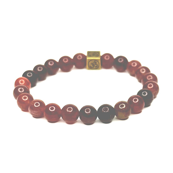 Turmalin mit königlichem Mantra Ohm-Armband elastischer Naturstein, Kugel 8 mm / 16-17 cm, Hüter der guten Laune
