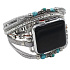 Apple Watch Armband Handmade Silber + Perlen, Größe 38/40/41 mm