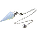 Opalit Pendel synthetischer Stein 3,5 cm + Kette mit Kugel 18 cm, Stein der Wünsche und Hoffnung