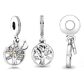 Sterling Silber 925 Familienerbstück, Baum des Lebens 2in1 Familienarmband-Anhänger