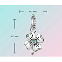 Charms Sterling Silber 925 Vierblättriges Kleeblatt als Glücksbringer, Natur-Armband-Anhänger