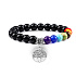 Chakra-Armband elastisch Lebensbaum + Obsidian, Naturstein, Perle 8 mm / 16-17 cm, Stein der Erlösung