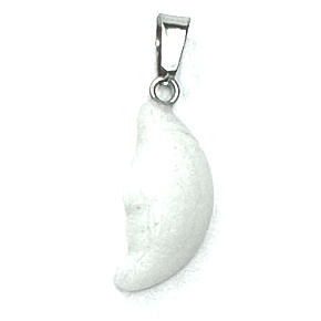 Achat weißer Mond Anhänger Naturstein, handgeschliffene Figur 2,2 x 10 mm, sorgt für Frieden und Ruhe
