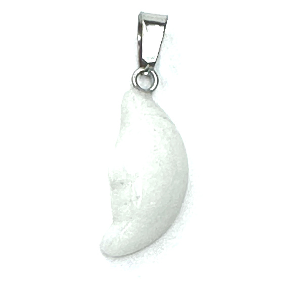 Achat weißer Mond Anhänger Naturstein, handgeschliffene Figur 2,2 x 10 mm, sorgt für Frieden und Ruhe