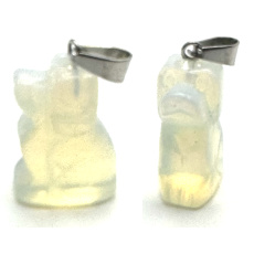 Opalit Hund Anhänger Kunststein, handgeschliffene Figur 1,8 x 2,5 x 8 mm, Wunsch- und Hoffnungsstein
