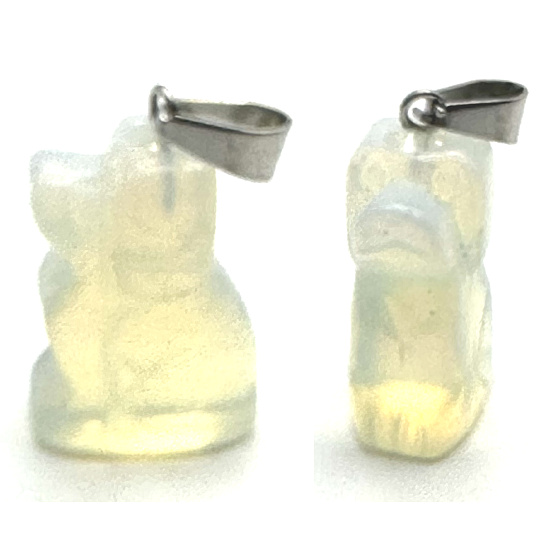Opalit Hund Anhänger Kunststein, handgeschliffene Figur 1,8 x 2,5 x 8 mm, Wunsch- und Hoffnungsstein