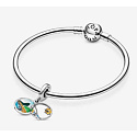 Sterling Silber 925 I Love Brazil - Brasilianischer Strand, 2in1 Reise-Armband-Anhänger