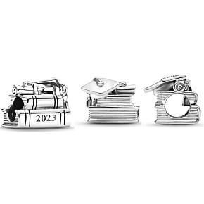 Sterling Silber 925 Graduation - Graduation Kappe, Buch und Schriftrolle 2023, Graduate Perle für Armband