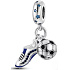 Charme Sterling Silber 925 Fußball Charme, Ball und Fußball-Stollen 2in1, Anhänger am Armband Sport
