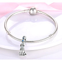 Charms Sterling Silber 925 Katze mit schönen blauen Augen, Tierarmband Anhänger