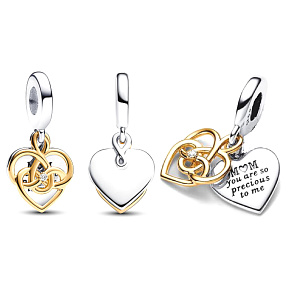 Charm Sterling Silber 925 Gravierbarer Anhänger Mom 2in1, Anhänger Armband Familie