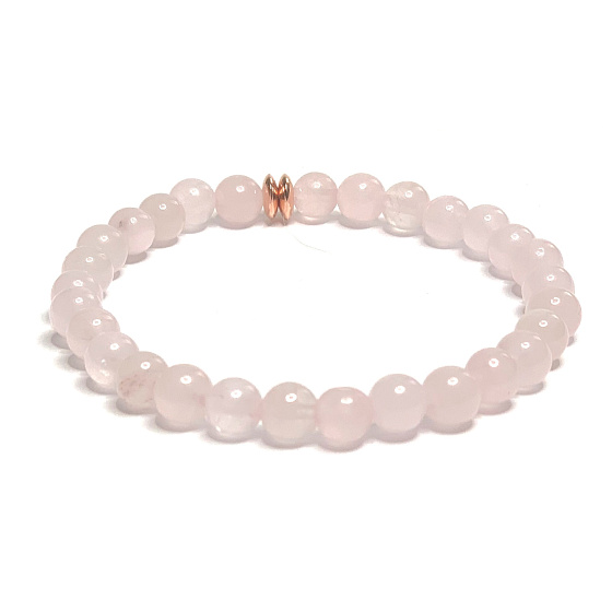 Rosenquarz mit Komponente Armband elastisch Naturstein, Kugel 6 mm / 16 - 17 cm, Liebesstein