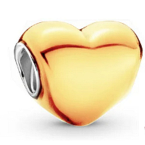 Charms Sterling Silber 925 Metallic gelbes Herz, Perle für Armband, Liebe