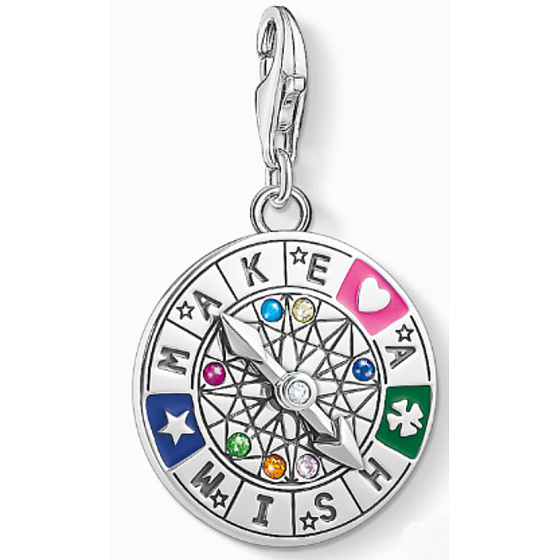 Charm Sterling Silber 925 Rad des Schicksals - Ewiger Kreis des Lebens, Karabinerhaken Anhänger am Armband Symbol