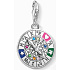 Charm Sterling Silber 925 Rad des Schicksals - Ewiger Kreis des Lebens, Karabinerhaken Anhänger am Armband Symbol