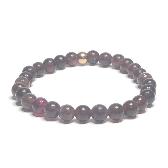 Rubelit bordeauxrot Armband elastisch Naturstein, Kugel 6 mm / 16 - 17 cm