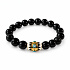 Obsidian + Blaues Auge Armband elastisch Naturstein, Kugel 10 mm / 16 - 17 cm, Stein der Rettung
