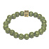 Lavaflasche grün mit königlichem Mantra Om, Armband elastischer Naturstein, Kugel 8 mm / 16-17 cm, geboren aus den vier Elementen