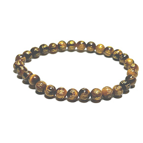Tigerauge Armband elastischer Naturstein, Kugel 6 mm / 16 - 17 cm, Stein der Sonne und Erde, bringt Glück und Reichtum
