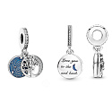 Sterling Silber 925 Baum und Galaxie mit Mond, 2in1 Liebesarmband-Anhänger