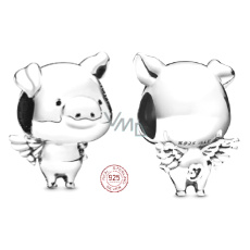Charm Sterlingové stříbro 925 Goofy létající prase, korálek na náramek zvíře Charm Sterlingové stříbro 925 Goofy létající prase, korálek na náramek zvíře