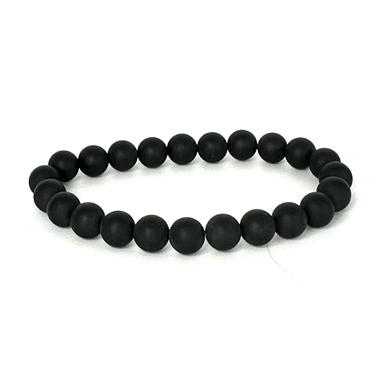 Turmalin schwarz Facettenarmband elastischer Naturstein, Kugel 6 mm / 16 - 17 cm, Hüter der guten Laune