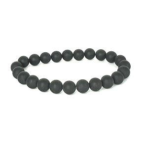 Turmalin schwarz mattes Armband elastischer Naturstein, Kugel 8 mm / 16 - 17 cm, Hüter der guten Laune