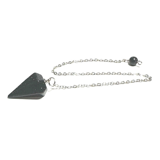 Goldstein blau Avanturin Pendel 2,5 cm + 18 cm Kette mit Perle, Stein der Ambition
