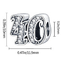 Charme Sterling Silber 925 40 Jahrestag, Perle auf Armband
