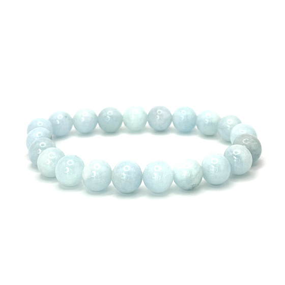 Aquamarin Armband elastischer Naturstein, Perle 9 mm / 16-17 cm, AAA Seemannsstein, Heilkraft des Meeres